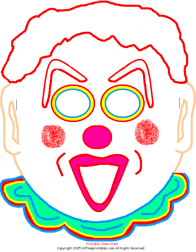 Free Printable Clown Mask Full Color Paper Clown Mask to Print