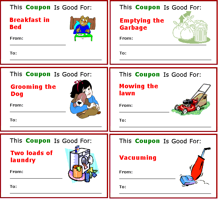 Free Printable Chore Coupons Chore Coupons To Print